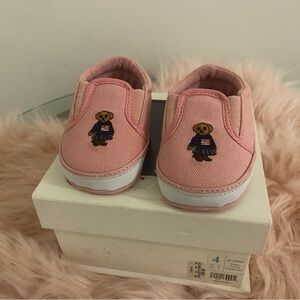 Pink Bear Embroidered Kids Slip-On Shoes